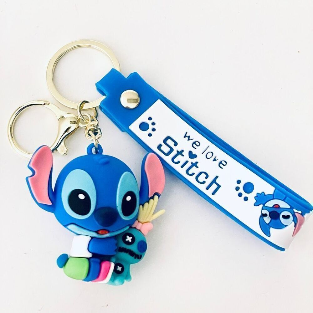 NWT Disney We love Stitch Voodoo Doll Blue Wristlet Key holder Keyring Keychain